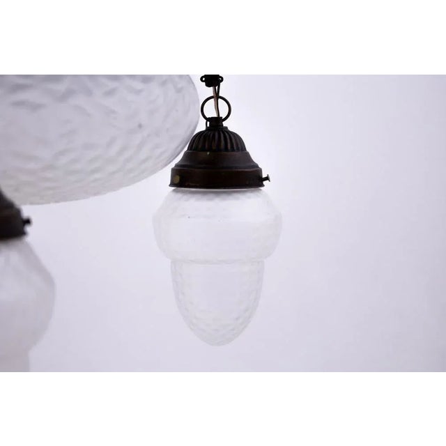 1940s Brass and Glass Chandelier, Poland, 1940s For Sale - Image 5 of 8