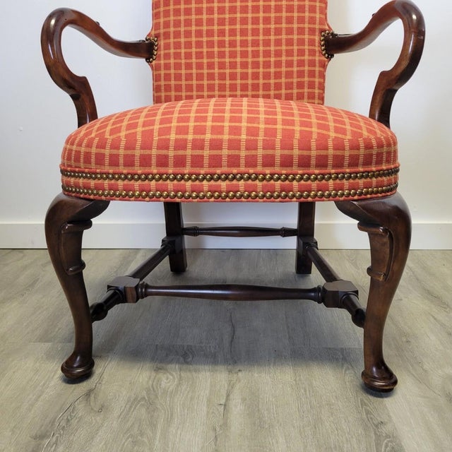 Pair of Vintage Century Furniture French Louis XV Revival Walnut Armchairs With Nailhead Trim For Sale - Image 11 of 15