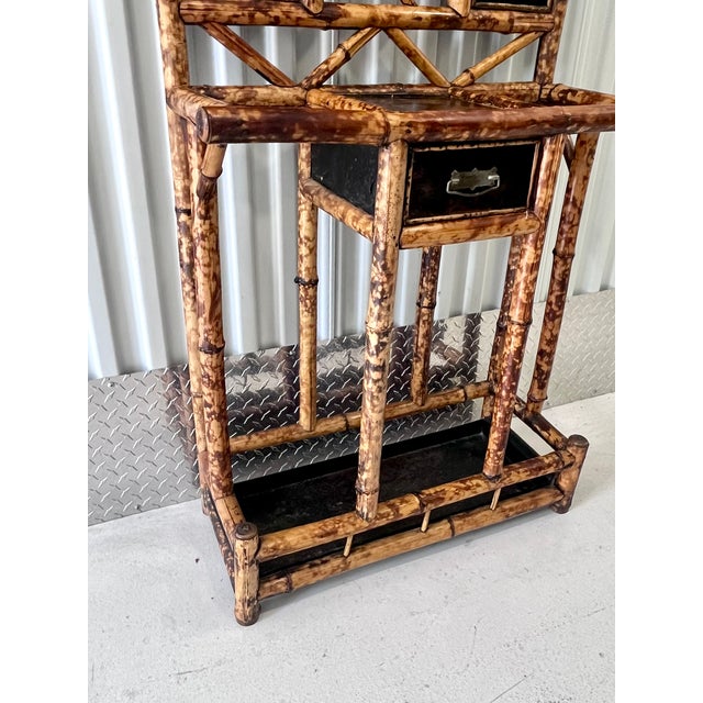 Antique Late 1800s English Scorched Bamboo Chinoiserie Hall Tree For Sale - Image 16 of 18
