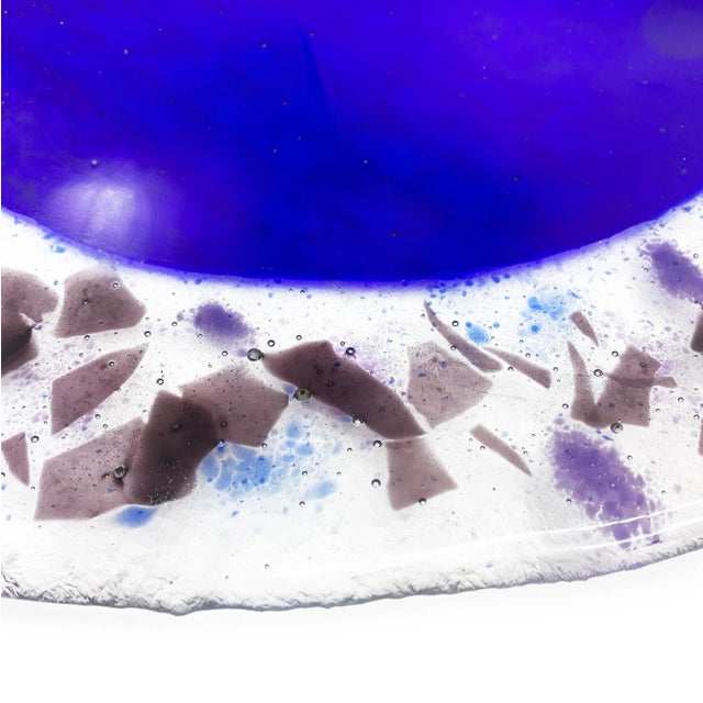 Contemporary Large Oval Cobalt Blue Hand Made Art Glass Trays - a Pair For Sale - Image 3 of 5