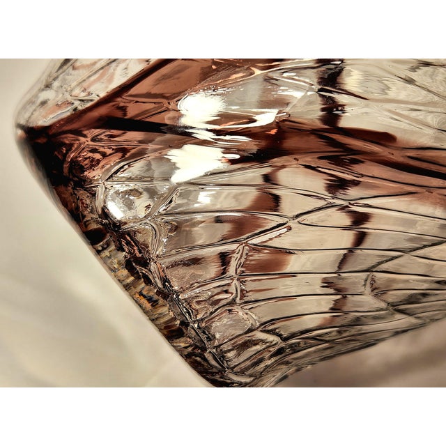 Vintage Murano Wave Vase | Oxblood Brown Ribbons, Mid-Century Italian Sculptural Glass Centerpiece For Sale - Image 9 of 12