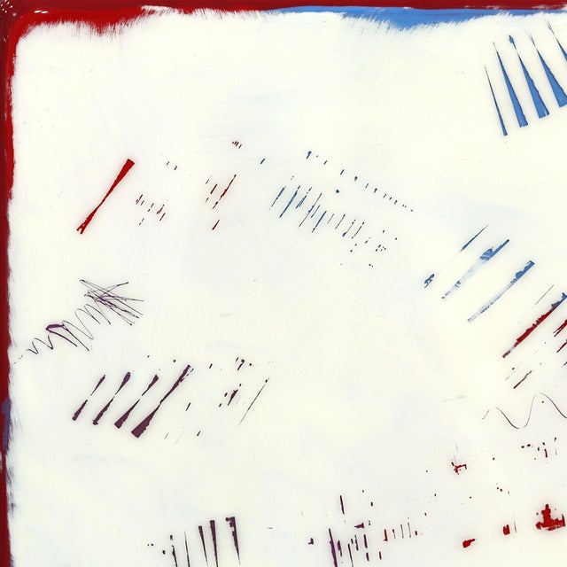 Double Vision 74 - Original Contemporary Minimalist Abstract Mixed Media Painting White and Blue Art for the Home by Ricky Hunt For Sale - Image 4 of 9