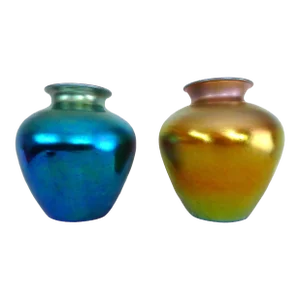 Early 20th Century Carder Steuben Blue and Gold Aurene Vases - 2 Pieces