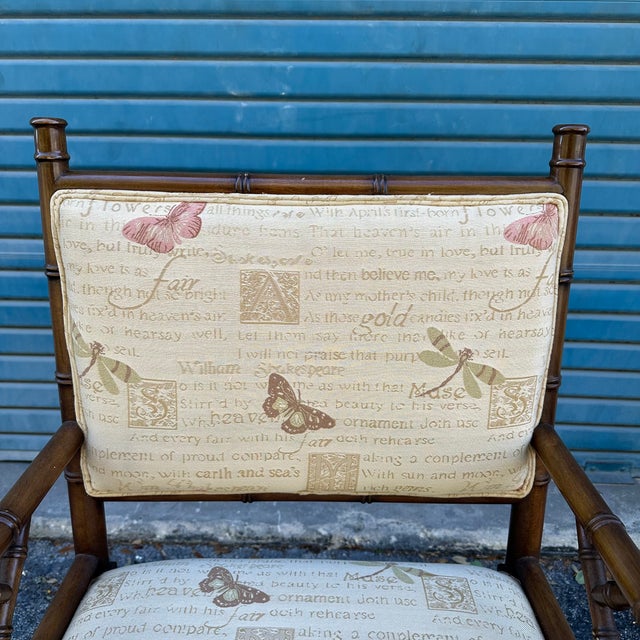 Wood Chinese Chippendale Faux Bamboo Arm Chair For Sale - Image 7 of 7