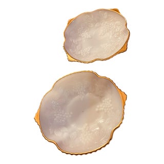 1950s Anchor Hocking Footed Fruit Bowl (#5) and Serving Dish (#18) - a Pair For Sale