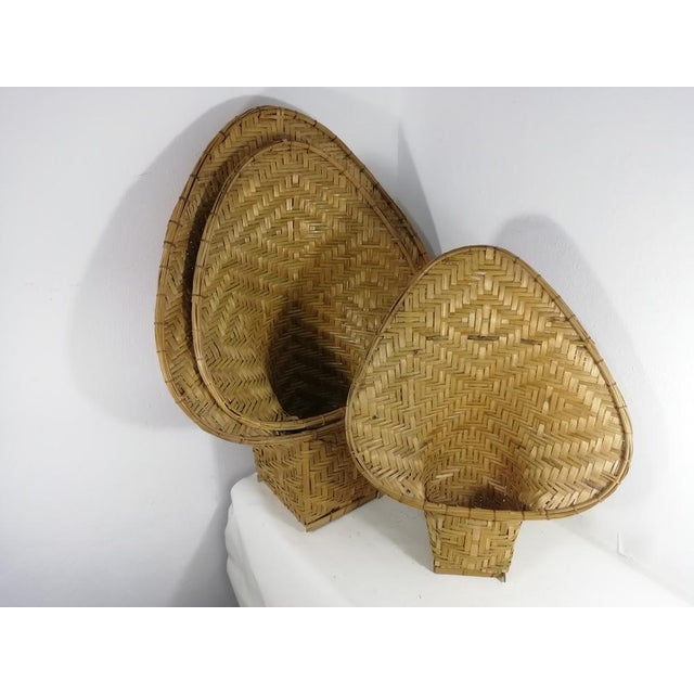 Hand-Woven Wicker Baskets, Italy, 1950s, Set of 3 For Sale - Image 9 of 10
