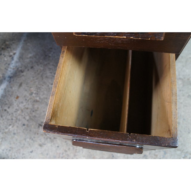 Brown Antique Oak Executive School Teachers Office Library Writing Desk 54" For Sale - Image 8 of 15