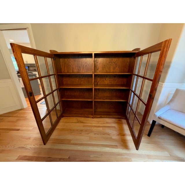 Mission Restoration Hardware Solid Oak Bookcase For Sale - Image 3 of 7