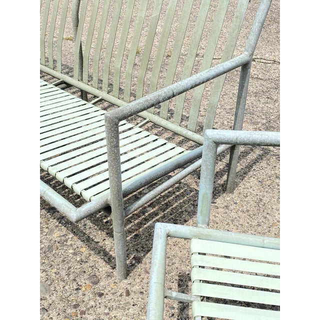 Metal Late 20th Century Hauser Hollywood Regency Faux Bamboo Aluminum Metal Pool Patio Sofa Set 5 Pc Set For Sale - Image 7 of 12
