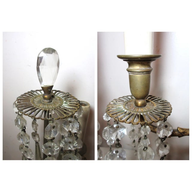 Pair of Antique Ef Caldwell Empire Style Ornate Gilt Bronze Crystal Table Lamps For Sale - Image 9 of 12
