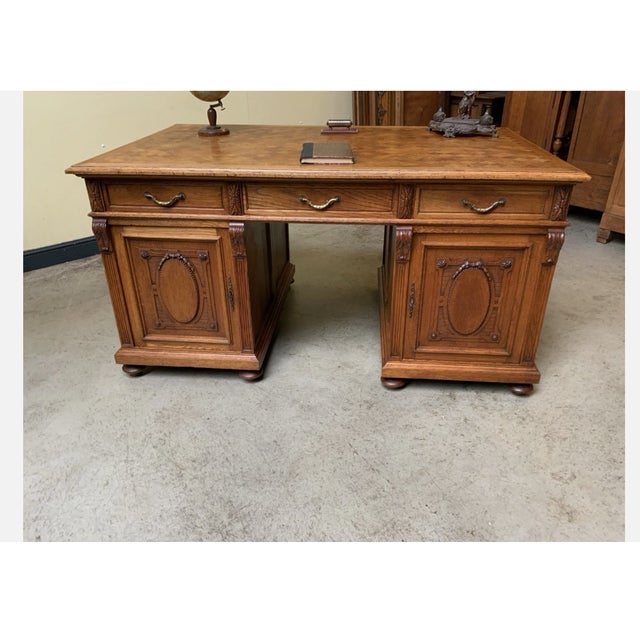 Antique Freestanding Desk in Oak, 1910 For Sale - Image 11 of 12