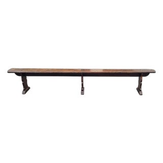 1940s Long Refractory Trestle Bench For Sale