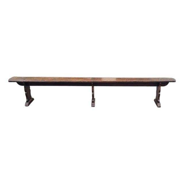 1940s Long Refractory Trestle Bench For Sale