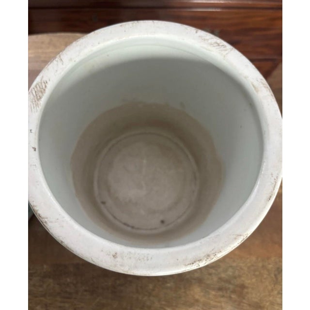 Turquoise Early to Mid Twentieth Century Famille Famille Rose Turquoise Ground Heavily-Enameled 8” Cachepots With Dragon Motif, a Pair For Sale - Image 8 of 9