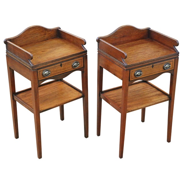 intage Mahogany Georgian Revival Bedside Tables, 1950s, Set of 2 For Sale - Image 3 of 9