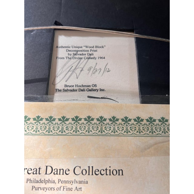 Salvador Dalí An Authentic Woodblock Print By Salvador Dali, Framed, 1964 For Sale - Image 4 of 12