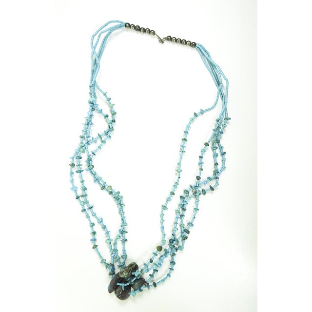 Rustic Contemporary Turquoise Hieshi Beaded Multi Strand Necklace For Sale - Image 3 of 7