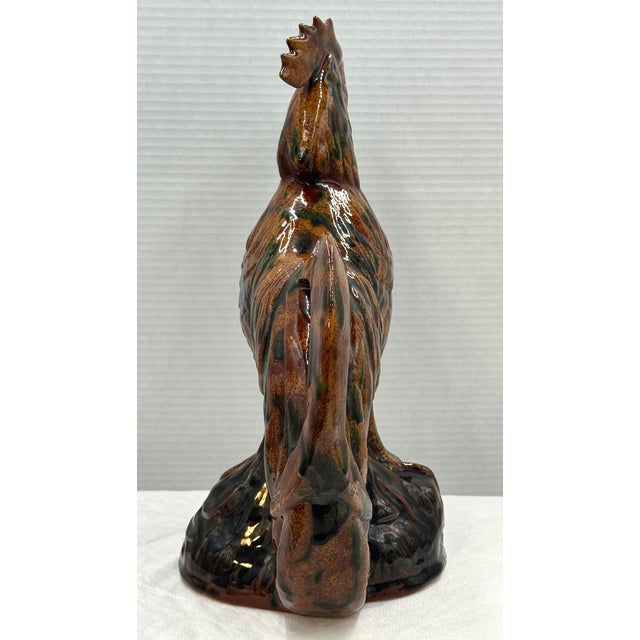 Ned Foltz 2002 Signed and Dated Redware Large Art Rooster For Sale - Image 4 of 12