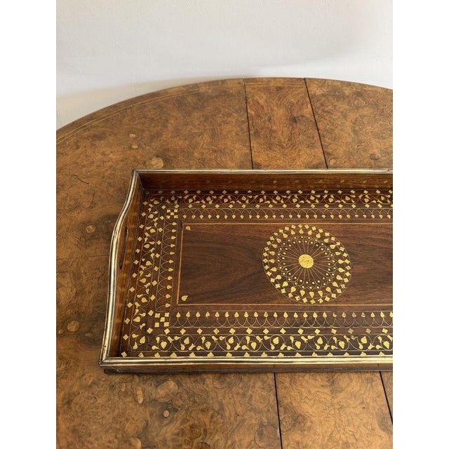 Vintage Brass Inlaid Tray, 1920 For Sale - Image 4 of 7