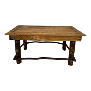 Handmade Rustic Farmhouse, French Country Wood Slat Garden Plant Bench or Footstool