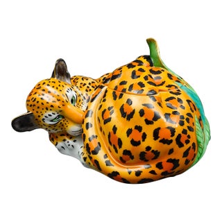 Late 20th Century Lynn Chase Jaguar Jungle Porcelain Covered Tureen, Signed For Sale