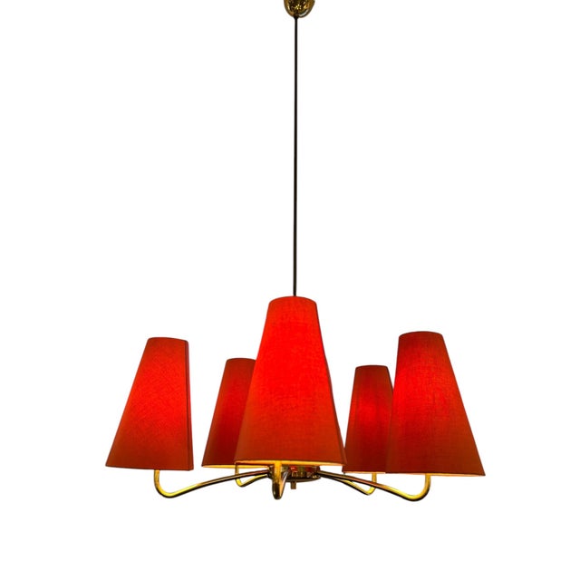 Mid-Century Modern Chandelier in Brass, 1960s For Sale - Image 12 of 12