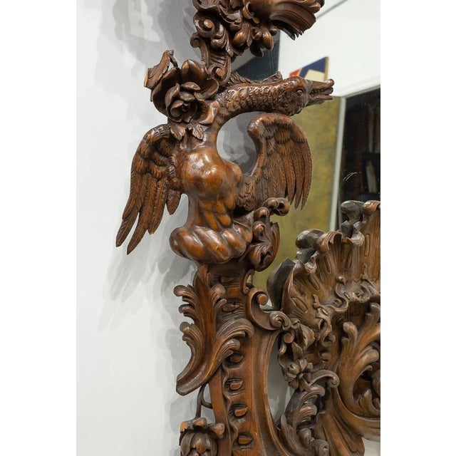 Antique American Cornucopia Carved Wooden Mirror For Sale - Image 4 of 9