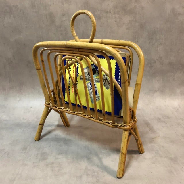 Rattan Magazine Rack, 1960s For Sale - Image 4 of 9