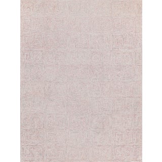 Exquisite Rugs Barnham Tufted New Zealand Wool & Cotton Pink/Ivory Rug-9'X12' For Sale