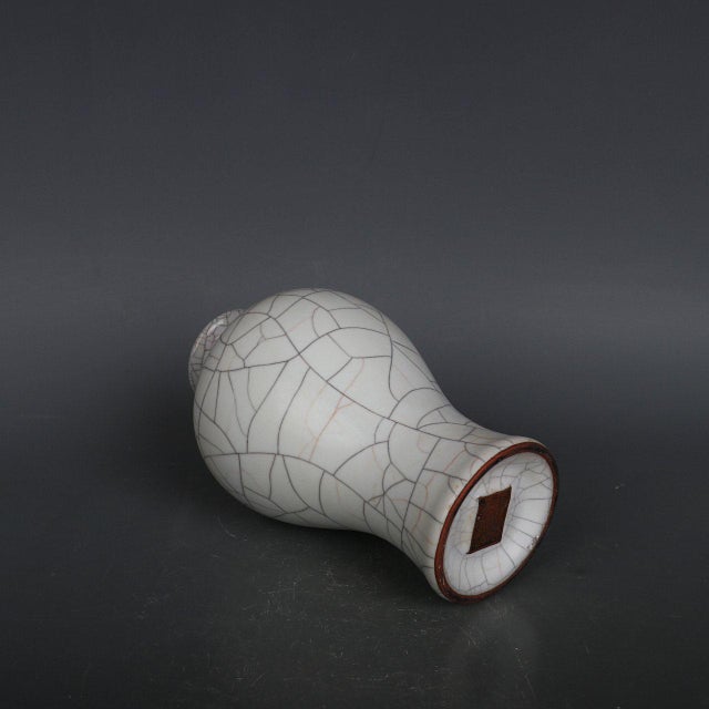 Early 20th Century Chinese Ceramic Vase Guan Ware Crackle Glaze Celadon Plum Vase For Sale - Image 5 of 10