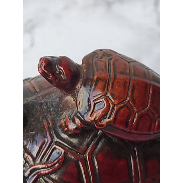 1960s 1960s Red Boxwood Japanese Netsuke Dragon and Turtle For Sale - Image 5 of 11
