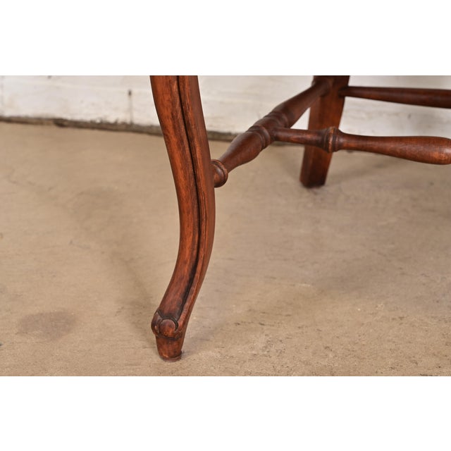 Brown Baker Furniture French Provincial Louis XV Carved Walnut Armchair or Dining Captain Chair For Sale - Image 8 of 11