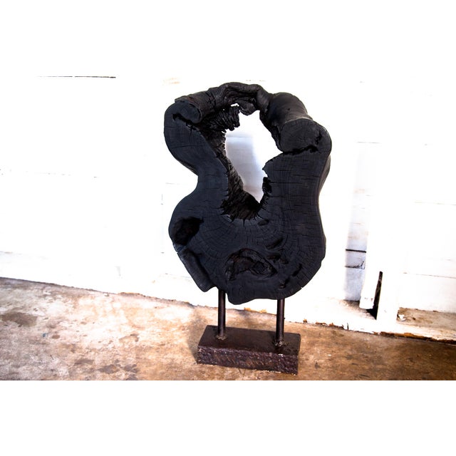 Devi Collection Yakisugi Modern Organic Black Wood Sculpture For Sale In San Antonio - Image 6 of 8