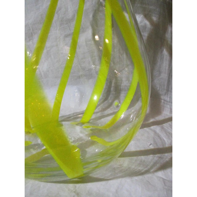 1970s Vintage Large Yellow Stripe Vase For Sale - Image 4 of 6