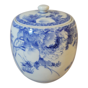 Antique Japanese Blue & White Porcelain Mizusashi Water Jar