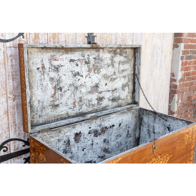 Blue 1950s Large Walnut Marquetry Inlay Chest For Sale - Image 8 of 12