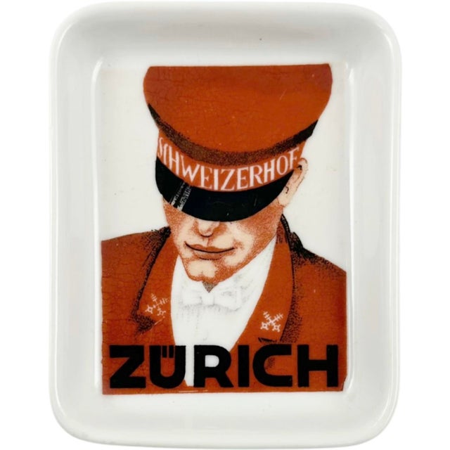 Vintage Hotel Schweizerhof Zurich Switzerland Ashtray Catchall Dish For Sale - Image 9 of 10