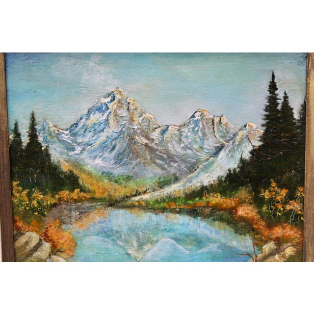 1920s Antique Traditional Mountains and Lake Landscape Oil Painting For Sale - Image 5 of 12
