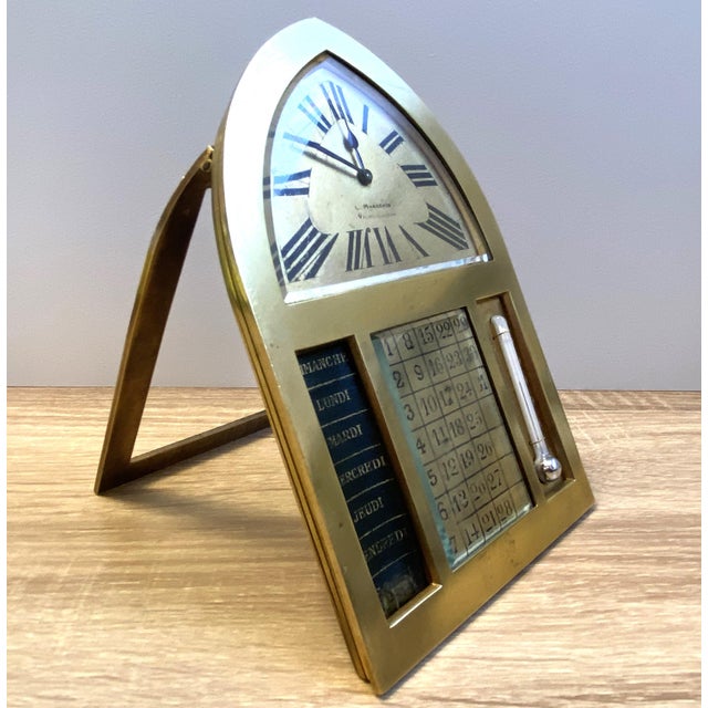 Gold Easel Clock Model Just from Charles Victor Hour, 1935 For Sale - Image 8 of 11
