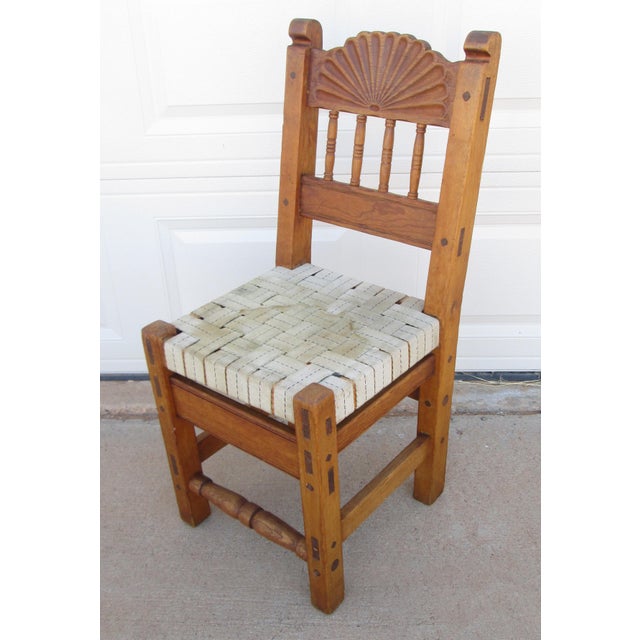 Wood Early 20th Century New Mexico Handmade Wpa Spanish Colonial Revival Pine Chair For Sale - Image 7 of 17