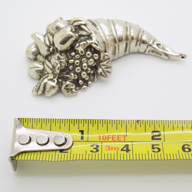 Vintage Italian Handmade Genuine Silver Cornucopia Figurine, Symbol of Abundance and Lucky Charm For Sale - Image 9 of 9