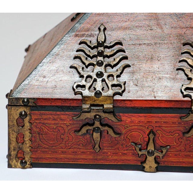 Wood South Indian Netturpetti Jewelry Box, Teak & Brass, Circa 1950 For Sale - Image 7 of 18