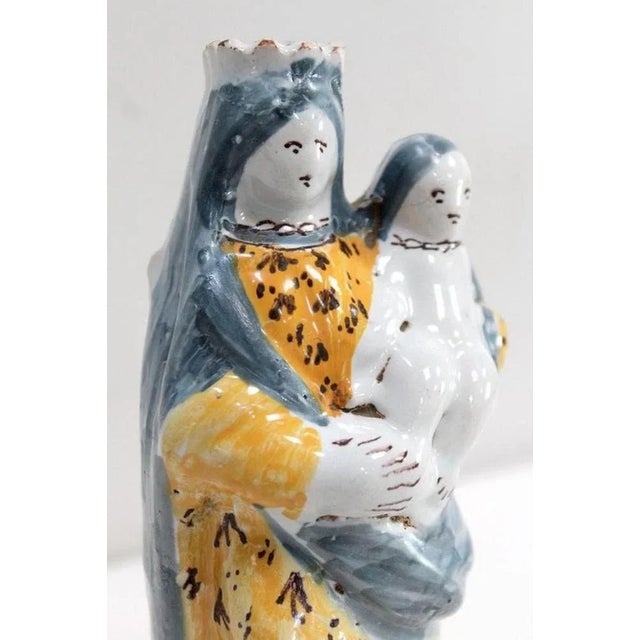 Polychrome Earthenware Virgin and Child, 18th Century For Sale - Image 4 of 18