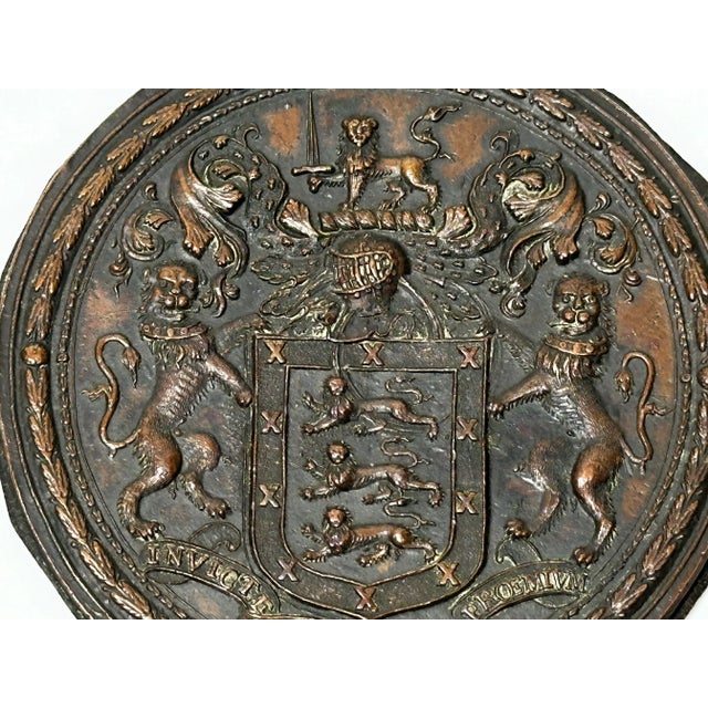 1 British Collectible Historic Small Antique Early 19th Century Royal Hereford City Coat Of Arms Heraldic Plaque. With the...