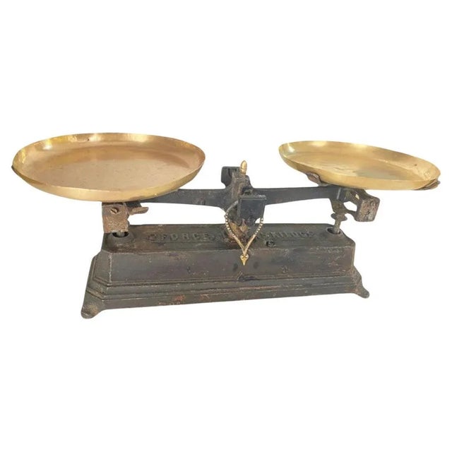 Antique French Scale in Wrought Iron and Brass, France, 19th Century For Sale - Image 10 of 10