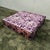 Sofa, pouf, center table, made of synthetic leather with the covers of old gossip magazines. Measurements: 115x115cm,...