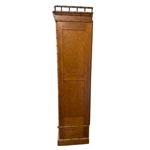 1900 - 1909 Early 20th Century French Belle Époque Faux Bamboo Bird's-Eye Maple Armoire For Sale - Image 5 of 14
