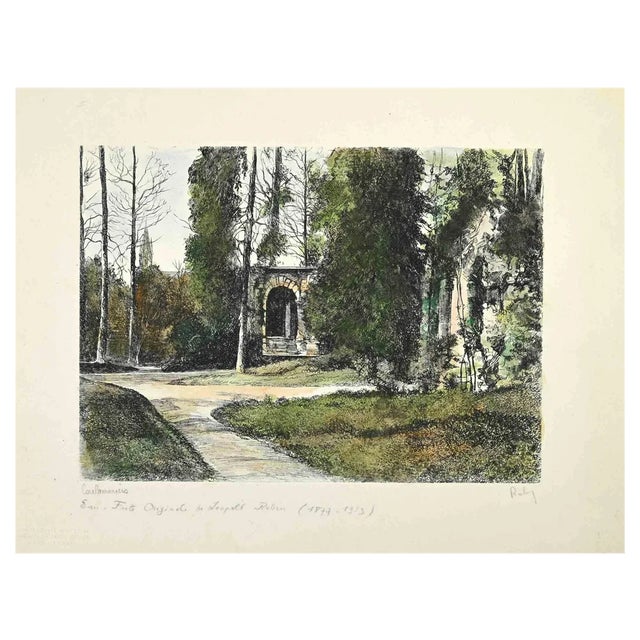 Léopold Robin, The Green Landscape, Etching, 19th Century For Sale