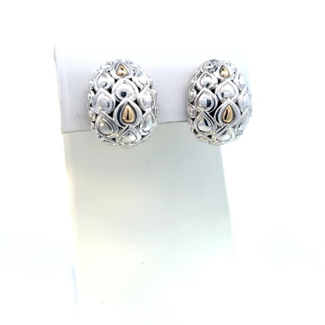 Metal 1990s John Hardy Estate Earrings Sterling Silver 14k Y Gold, 2 Pieces For Sale - Image 7 of 8