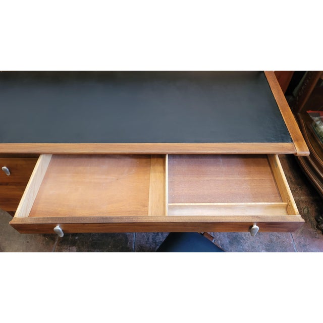 John Van Koert for Drexel Profile Mid-Century Modern Light Walnut Desk /Original Chair For Sale - Image 9 of 13